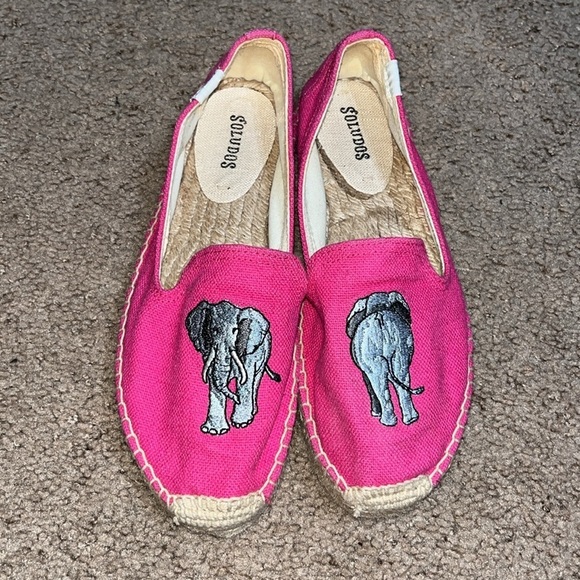 Soludos Elephant Embroidered Platform Espadrilles Pink 7.5 - Picture 3 of 10